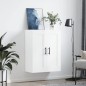 vidaXL Mobile a Parete Bianco Lucido 69,5x34x90 cm Legno Multistrato vidaXL Mobile a Parete Bianco Lucido 69,5x34x90 cm Legno Multistrato