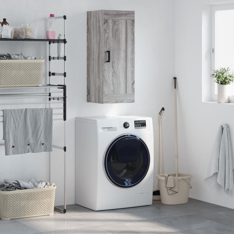 vidaXL Mobile a Parete Grigio Sonoma 34,5x34x90 cm Legno Multistrato vidaXL Mobile a Parete Grigio Sonoma 34,5x34x90 cm Legno Multistrato