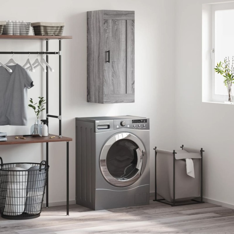 vidaXL Mobile a Parete Grigio Sonoma 34,5x34x90 cm Legno Multistrato vidaXL Mobile a Parete Grigio Sonoma 34,5x34x90 cm Legno Multistrato