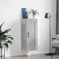 vidaXL Mobile a Parete Grigio Cemento 34,5x34x90 cm Legno Multistrato vidaXL Mobile a Parete Grigio Cemento 34,5x34x90 cm Legno Multistrato