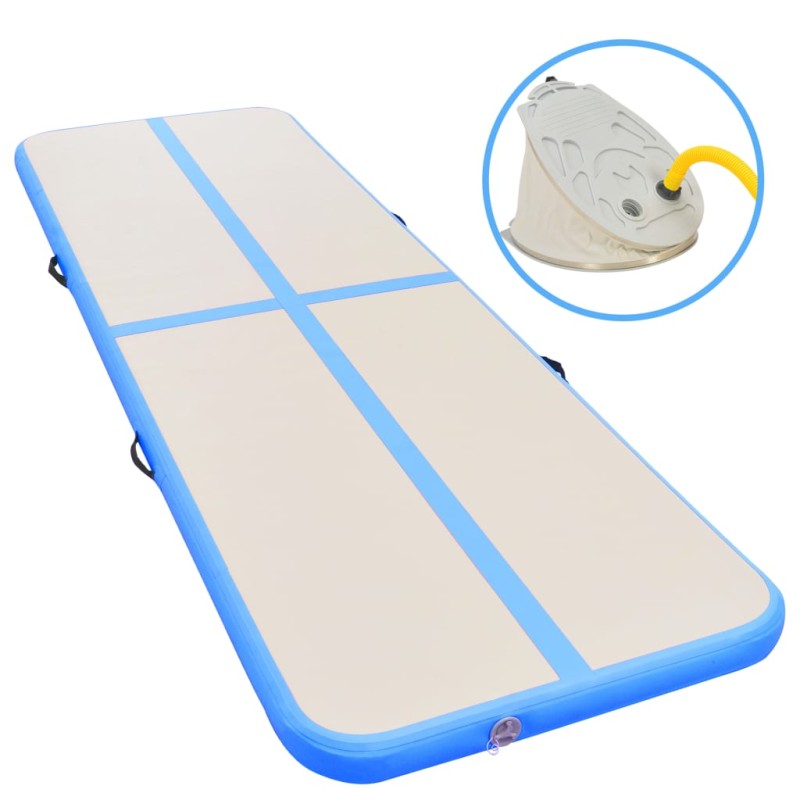 Tappetino Ginnastica Gonfiabile con Pompa 600x100x10 cm PVC Blu Tappetino Ginnastica Gonfiabile con Pompa 600x100x10 cm PVC Blu