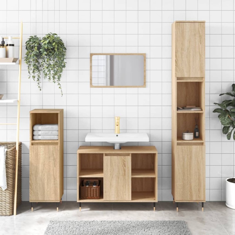 vidaXL Armadietto da Bagno Rovere Sonoma 30x30x100cm Legno Multistrato vidaXL Armadietto da Bagno Rovere Sonoma 30x30x100cm Legno Multistrato