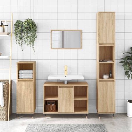 vidaXL Armadietto da Bagno Rovere Sonoma 30x30x100cm Legno Multistrato