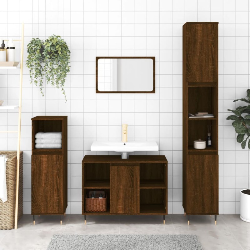 vidaXL Armadietto Bagno Rovere Marrone 30x30x100 cm Legno Multistrato vidaXL Armadietto Bagno Rovere Marrone 30x30x100 cm Legno Multistrato