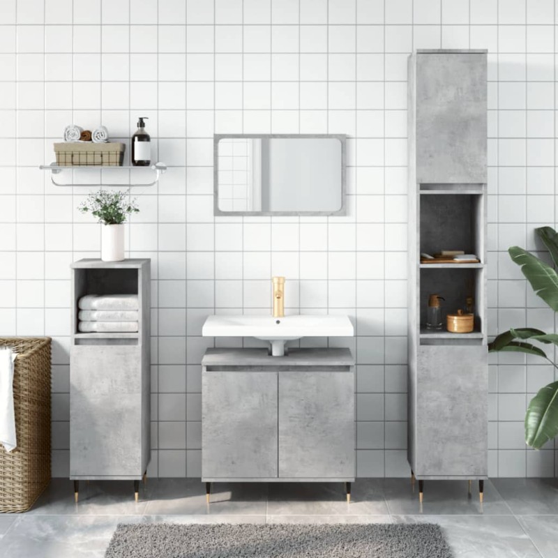 vidaXL Armadietto da Bagno Grigio Cemento 58x33x60cm Legno Multistrato vidaXL Armadietto da Bagno Grigio Cemento 58x33x60cm Legno Multistrato