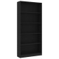 Libreria a 5 Ripiani Nera 80x24x175 cm in Truciolato Libreria a 5 Ripiani Nera 80x24x175 cm in Truciolato