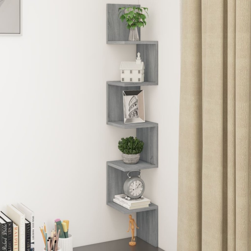 Mensola Angolare Grigio Sonoma 20x20x127,5 cm Legno Multistrato Mensola Angolare Grigio Sonoma 20x20x127,5 cm Legno Multistrato