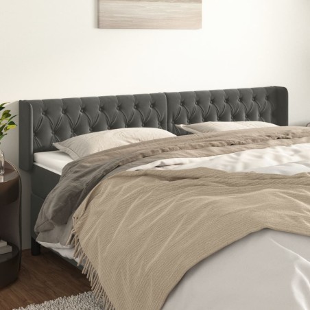 vidaXL Testiera ad Orecchio Grigio Scuro 183x16x78/88 cm in Velluto