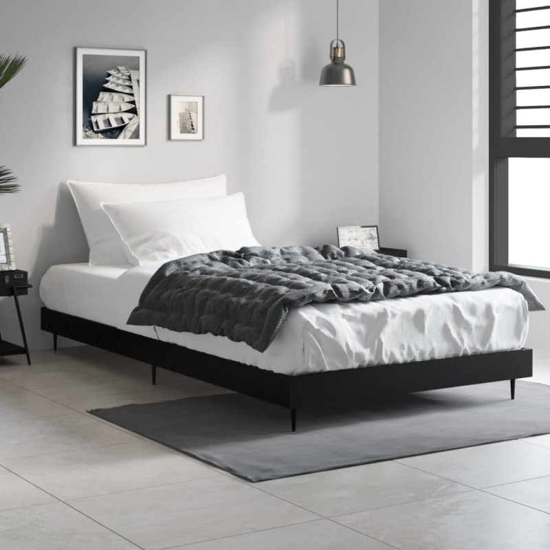 vidaXL Giroletto Nero 90x190 cm in Legno Multistrato