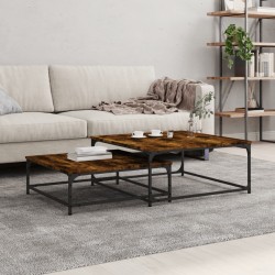 vidaXL Tavolini Impilabili 2 pz Rovere Fumo in Legno Multistrato
