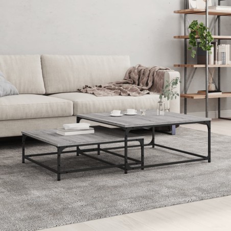 vidaXL Tavolini Salotto Impilabili 2pz Grigio Sonoma Legno Multistrato