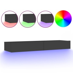 vidaXL Mobile Porta TV con Luci LED Grigio 120x35x15,5 cm