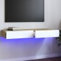 vidaXL Mobile TV con Luci LED Bianco e Rovere Sonoma 120x35x15,5 cm vidaXL Mobile TV con Luci LED Bianco e Rovere Sonoma 120x35x15,5 cm