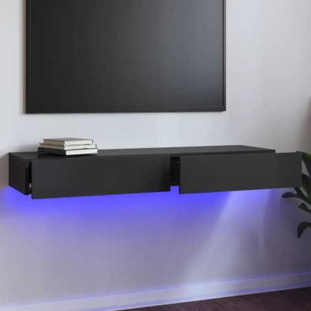 vidaXL Mobile Porta TV con Luci LED Grigio Lucido 120x35x15,5 cm