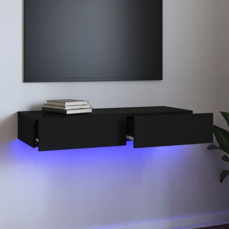 vidaXL Mobile Porta TV con Luci LED Nero 90x35x15,5 cm