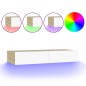 vidaXL Mobile TV con Luci LED Bianco e Rovere Sonoma 90x35x15,5 cm vidaXL Mobile TV con Luci LED Bianco e Rovere Sonoma 90x35x15,5 cm
