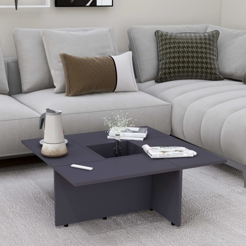 Tavolino da Caffè Grigio 79,5x79,5x30 cm in Truciolato Tavolino da Caffè Grigio 79,5x79,5x30 cm in Truciolato