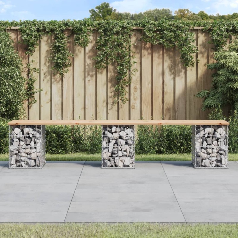 vidaXL Panca Giardino Design Gabbione 203x31x42 cm Legno Massello Pino vidaXL Panca Giardino Design Gabbione 203x31x42 cm Legno Massello Pino