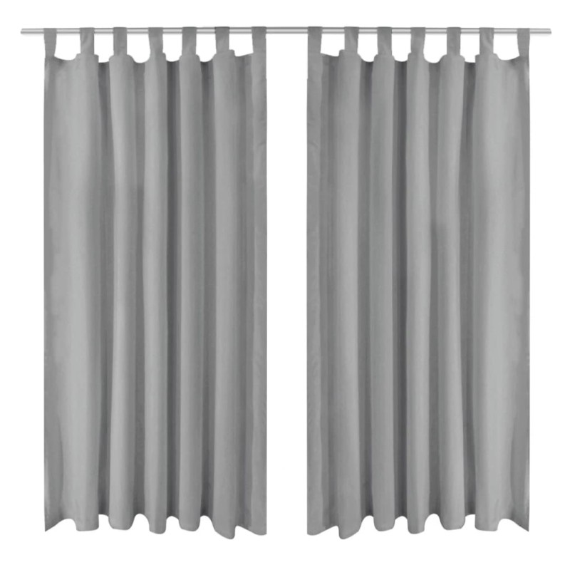 2 Pz Tende in Micro Raso con Passanti 140x225 cm Grigie 2 Pz Tende in Micro Raso con Passanti 140x225 cm Grigie