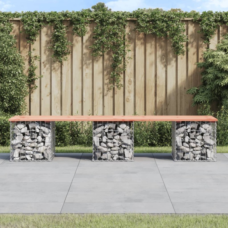 vidaXL Panca da Giardino Design Gabbione 203x44x42 cm Massello Douglas vidaXL Panca da Giardino Design Gabbione 203x44x42 cm Massello Douglas