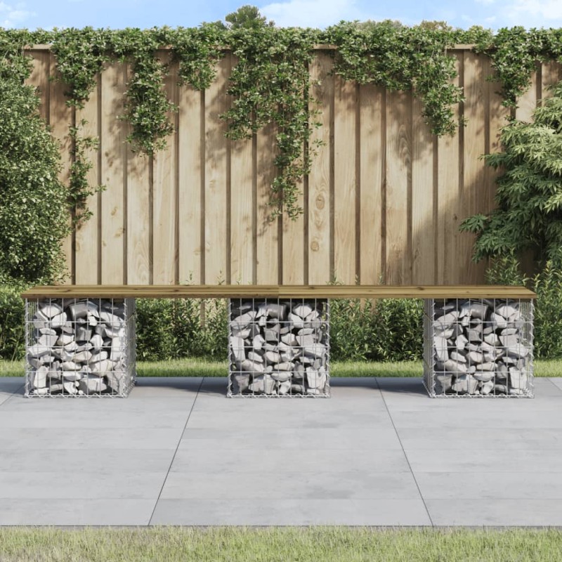 vidaXL Panca da Giardino Design Gabbione 203x44x42 cm Pino Impregnato vidaXL Panca da Giardino Design Gabbione 203x44x42 cm Pino Impregnato