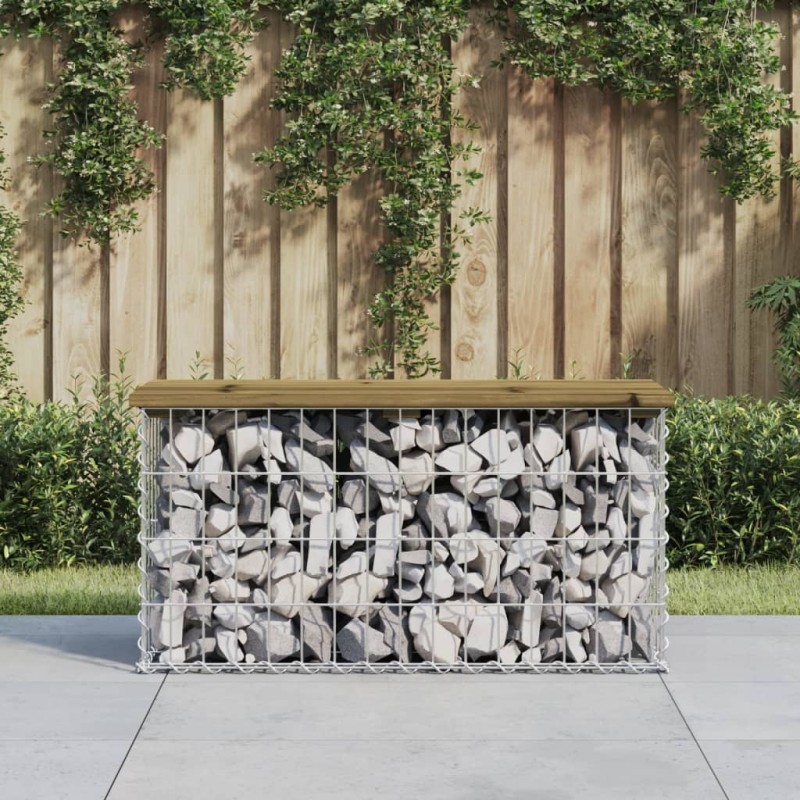 vidaXL Panca da Giardino Design Gabbione 83x31,5x42 cm Pino Impregnato