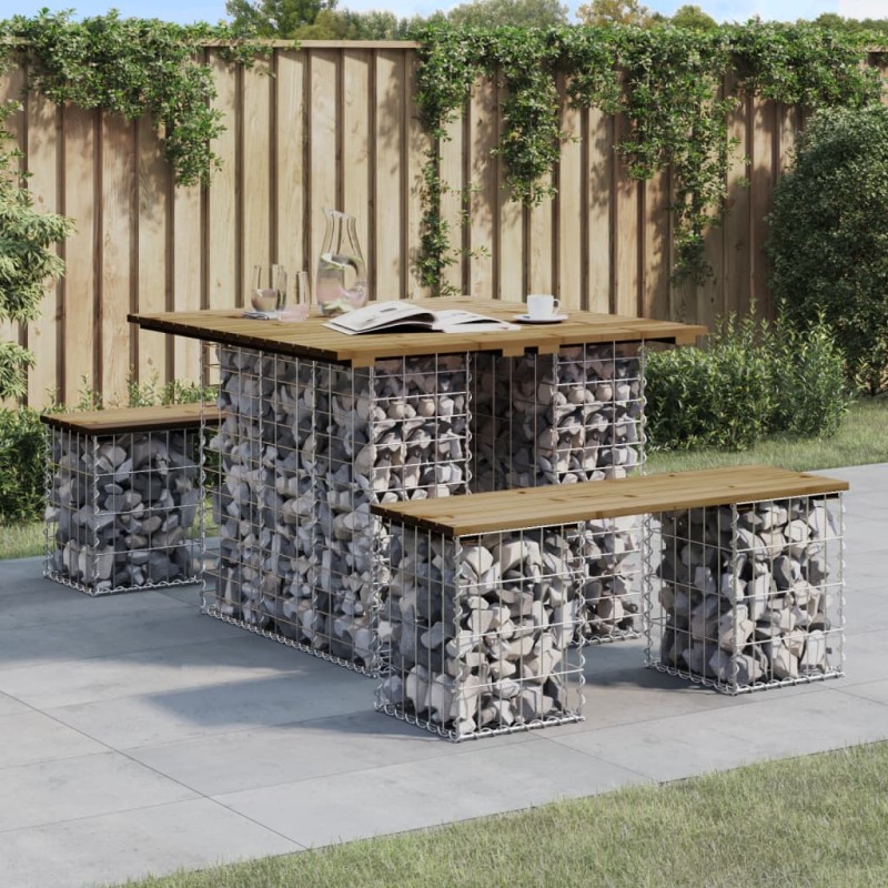 vidaXL Panca da Giardino Design Gabbione 100x102x72 cm Pino Impregnato vidaXL Panca da Giardino Design Gabbione 100x102x72 cm Pino Impregnato