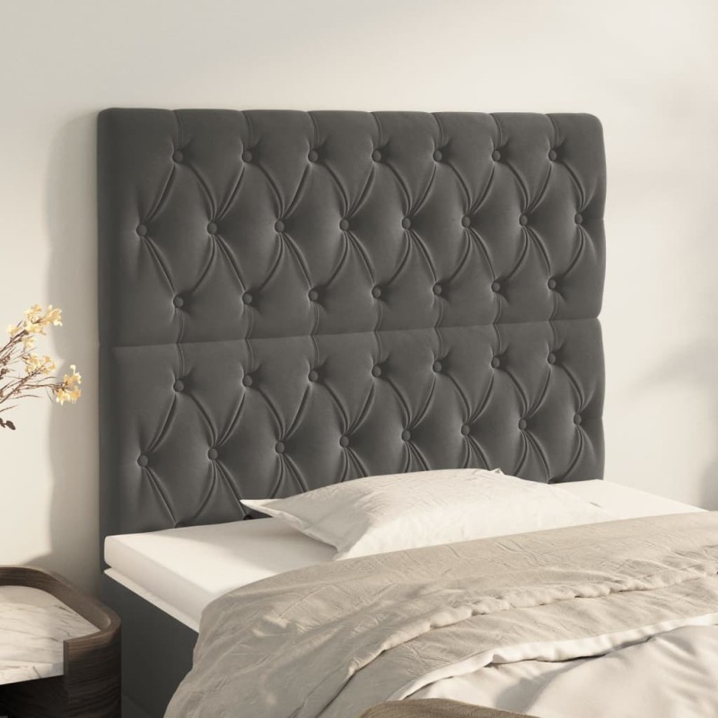Testiera 2 pz Grigio Scuro 90 x 7 x 78/88 cm in Velluto Testiera 2 pz Grigio Scuro 90 x 7 x 78/88 cm in Velluto