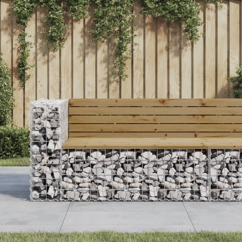 vidaXL Panca da Giardino Design Gabbione 122x71x65,5cm Pino Impregnato vidaXL Panca da Giardino Design Gabbione 122x71x65,5cm Pino Impregnato