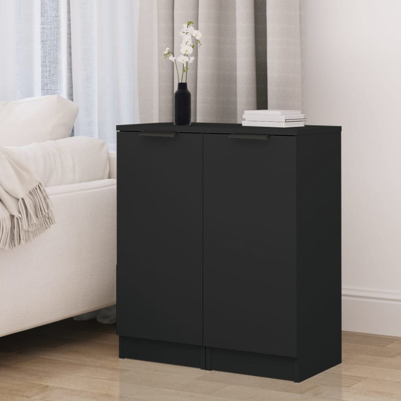 vidaXL Credenze 2 pz Nere 30x30x70 cm in Legno Multistrato vidaXL Credenze 2 pz Nere 30x30x70 cm in Legno Multistrato
