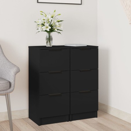 vidaXL Credenze 2 pz Nere 30x30x70 cm in Legno Multistrato