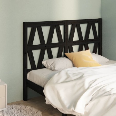 Testiera per Letto Nera 156x4x100 cm in Legno Massello di Pino
