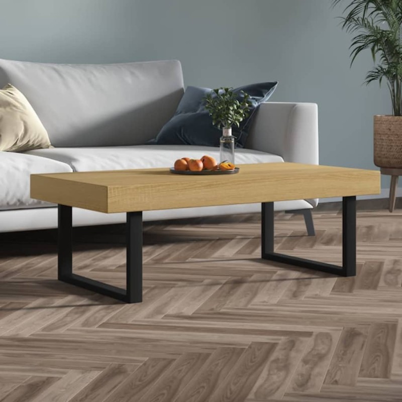 Tavolino Salotto Marrone Chiaro e Nero 120x60x40 cm MDF e Ferro Tavolino Salotto Marrone Chiaro e Nero 120x60x40 cm MDF e Ferro