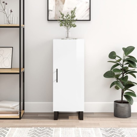 vidaXL Credenza Bianco Lucido 34,5x34x90 cm in Legno Multistrato