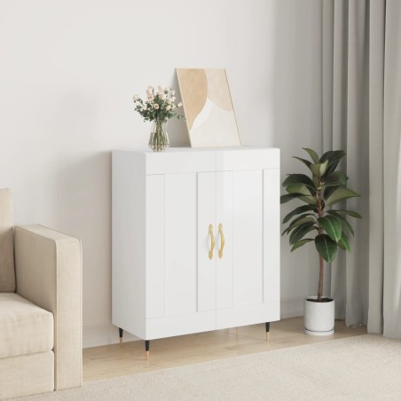 vidaXL Credenza 69,5x34x90 cm in Legno Multistrato Bianco Lucido