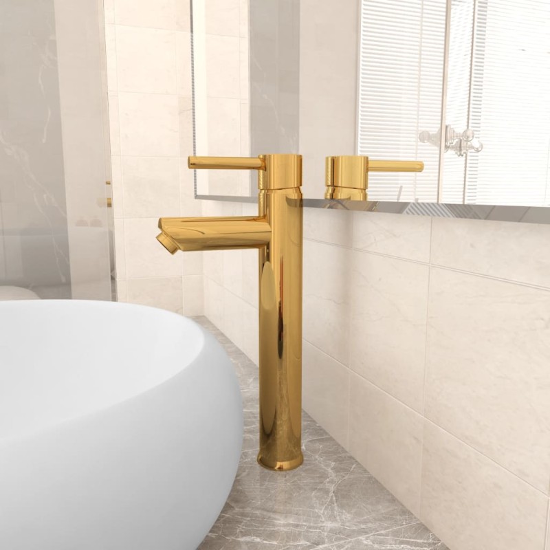 Rubinetto Miscelatore da Bagno Oro 12x30 cm Rubinetto Miscelatore da Bagno Oro 12x30 cm