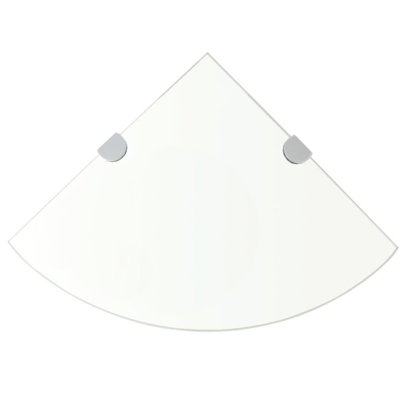 Scaffali Angolari 2 pz Supporti Cromati e Vetro 25x25 cm Scaffali Angolari 2 pz Supporti Cromati e Vetro 25x25 cm