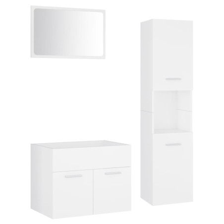 vidaXL Set Mobili da Bagno Bianco in Truciolato