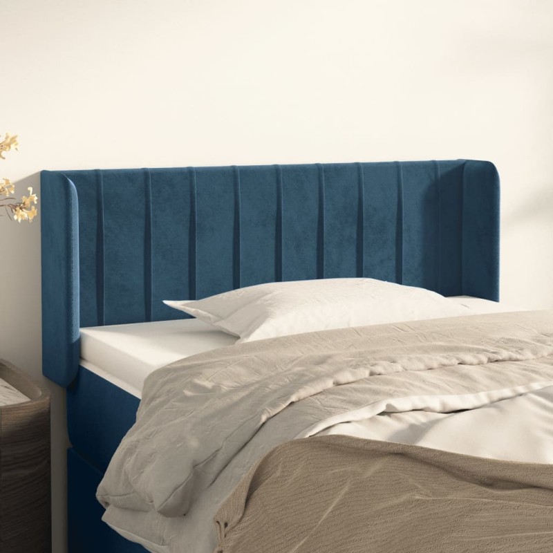 Testiera ad Orecchio Blu Scuro 83x16x78/88 cm in Velluto Testiera ad Orecchio Blu Scuro 83x16x78/88 cm in Velluto
