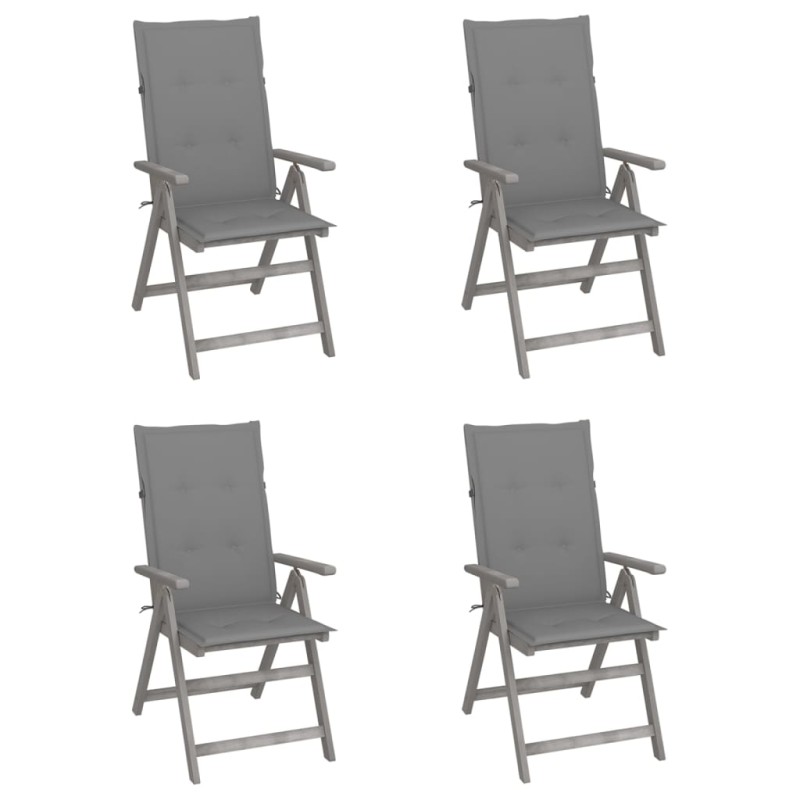 Sedie da Giardino Reclinabili 4 pz con Cuscini Massello Acacia Sedie da Giardino Reclinabili 4 pz con Cuscini Massello Acacia