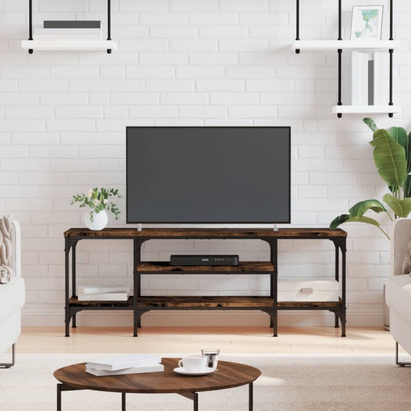 vidaXL Mobile TV Rovere Fumo 121x35x45 cm in Legno Multistrato e Ferro