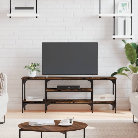 vidaXL Mobile TV Rovere Fumo 121x35x45 cm in Legno Multistrato e Ferro