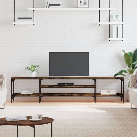 vidaXL Mobile TV Rovere Fumo 201x35x45 cm in Legno Multistrato e Ferro