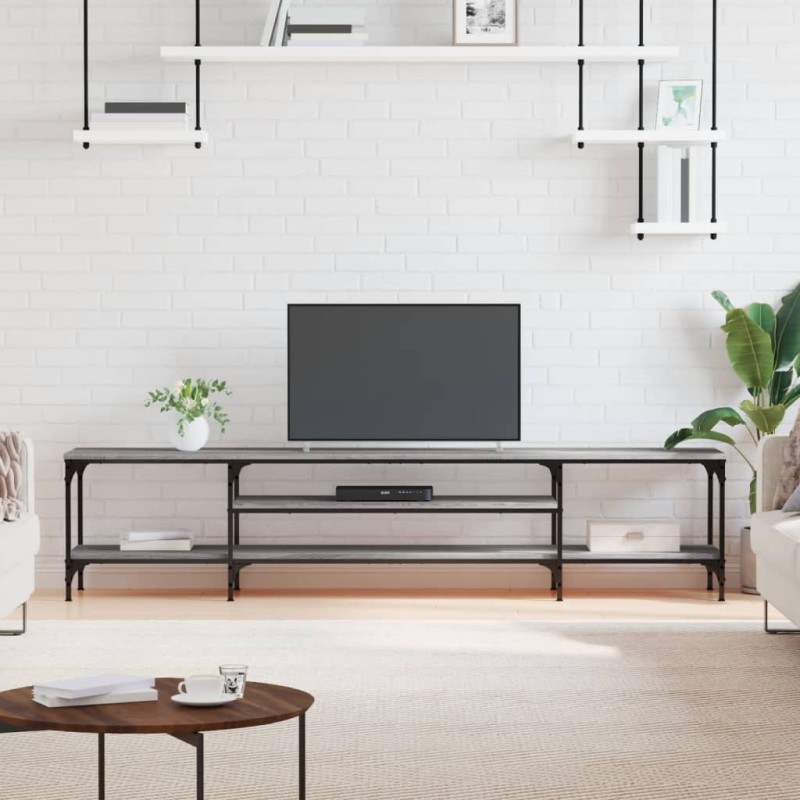 vidaXL Mobile TV Grigio Sonoma 201x35x45 cm Legno Multistrato e Ferro
