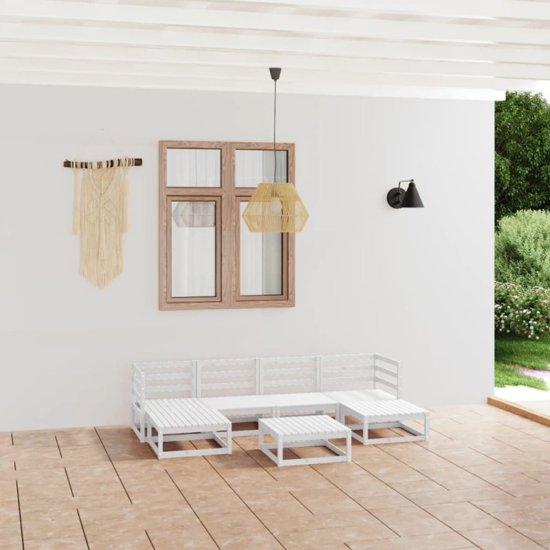 vidaXL Set Divani da Giardino 7 pz in Legno Massello di Pino vidaXL Set Divani da Giardino 7 pz in Legno Massello di Pino