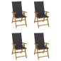Sedie da Giardino Reclinabili 4 pz con Cuscini Massello Acacia Sedie da Giardino Reclinabili 4 pz con Cuscini Massello Acacia