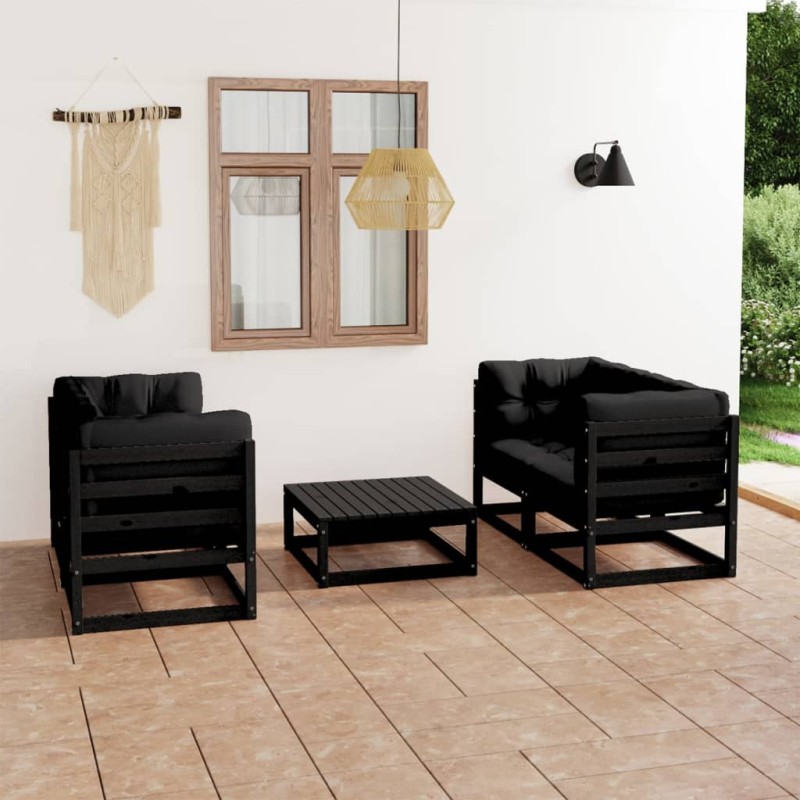 vidaXL Set Divani da Giardino 5 pz con Cuscini Legno Massello di Pino vidaXL Set Divani da Giardino 5 pz con Cuscini Legno Massello di Pino