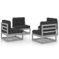 vidaXL Set Divani da Giardino 4 pz con Cuscini Legno Massello Pino
