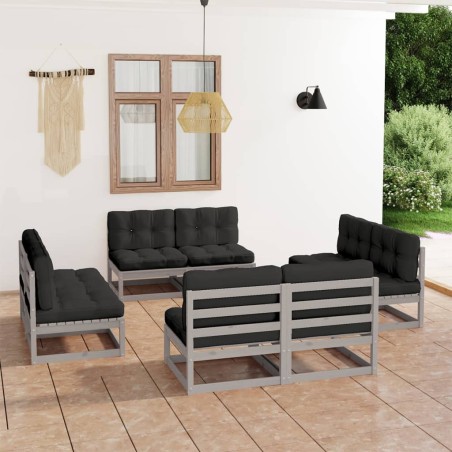 vidaXL Set Divani da Giardino 8 pz con Cuscini Legno Massello Pino