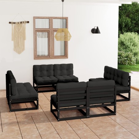 vidaXL Set Divani da Giardino 8 pz con Cuscini Legno Massello Pino